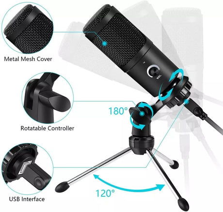 Professional USB Condenser Microphones For PC Computer Laptop Singing Gaming Streaming Recording Studio YouTube Video Microfon - V.I.P Digital Presence
