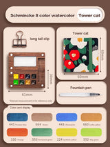 Mini watercolor paint box and small notebook Mingke 8-color wooden box mini drawing board solid watercolor painting - V.I.P Digital Presence