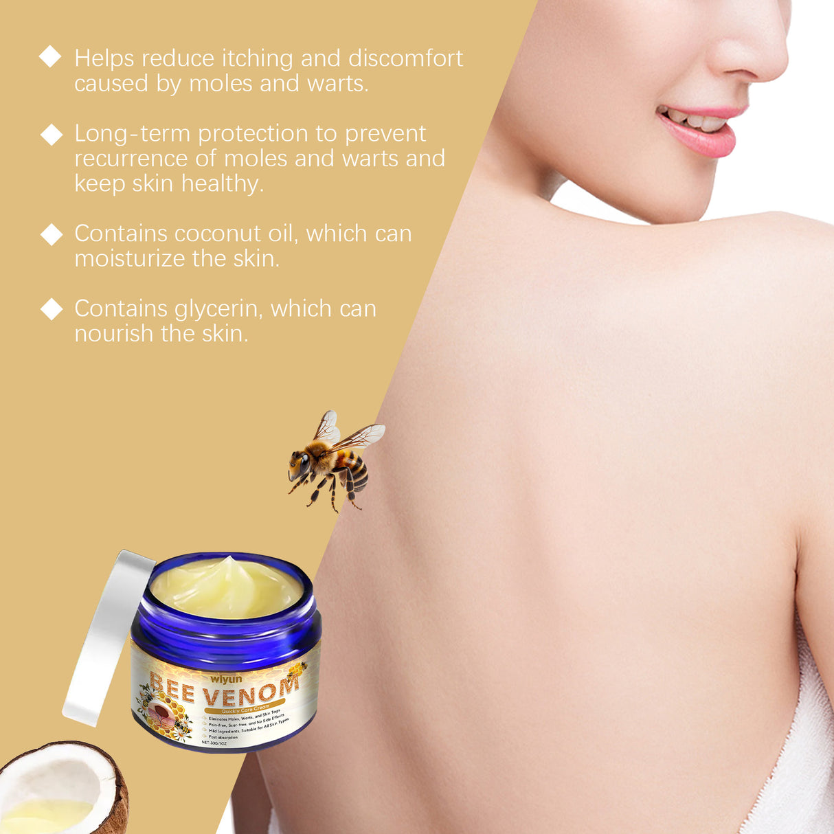 Crema para el cuidado de la piel con veneno de abeja Mejora la condición de la piel Repara la piel suavemente Keyou Cuidado de la piel suave