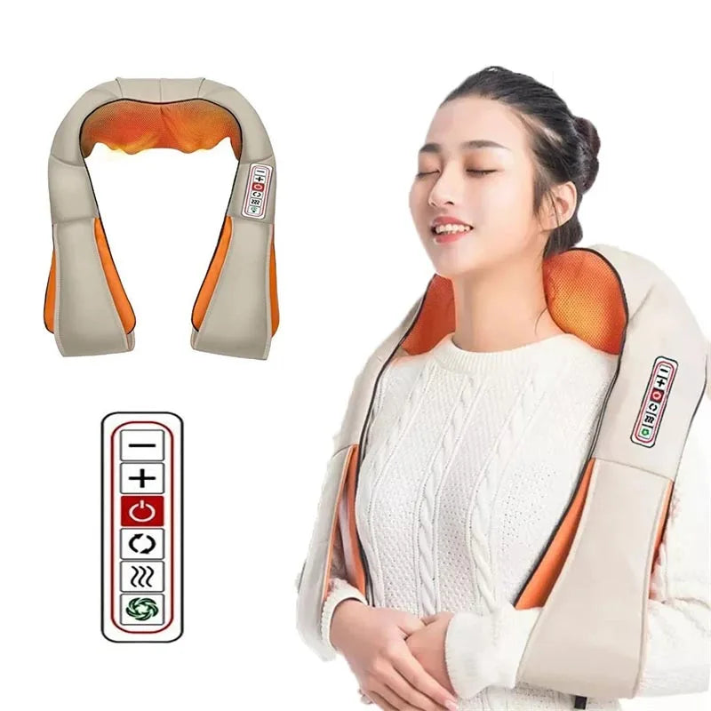 Electrical Shiatsu U Shape Massage Shawl Back Neck Shoulder Body Massager Device Infrared Heated Kneading Home Massage Shawl - V.I.P Digital Presence