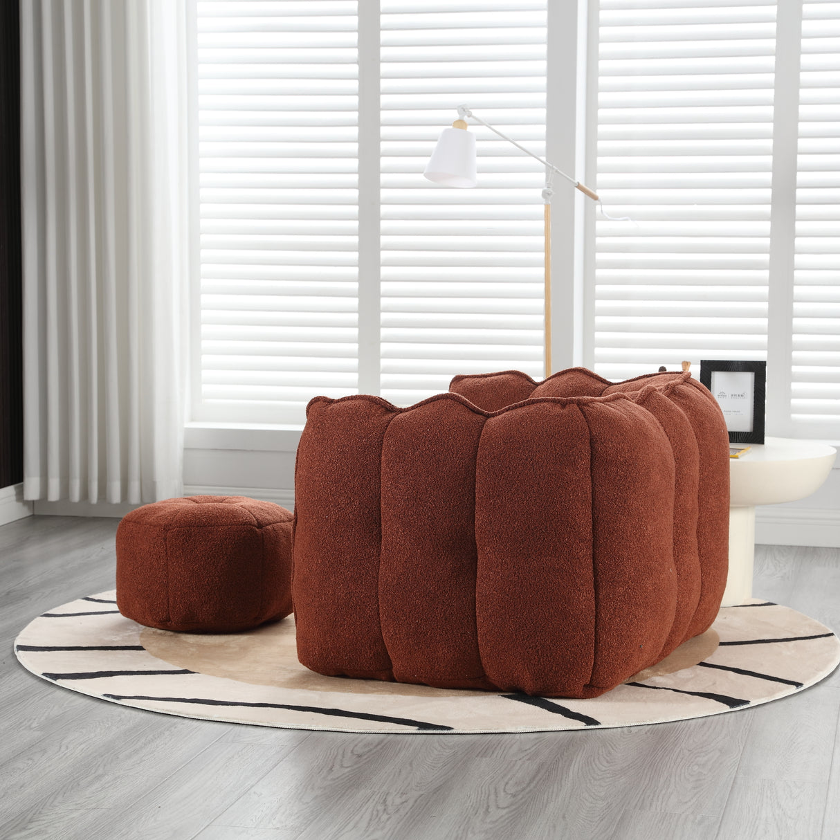 Soft Bean Bag Chair with High Resilient Foam(Chips)for living room and bedroom Comfortable Square Lazy Sofa with  Footstool - V.I.P Digital Presence