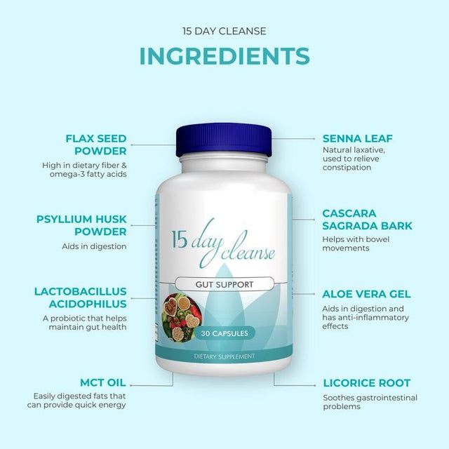 Newest 30 Pills One Bottle TK Hot 15 Day Bowel CLEANSE CAPSULES Constipation & Diarrhea Home Travel Essentials Gifts - V.I.P Digital Presence