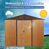 8ft x 6ft Outdoor Metal Storage Shed with Floor Base Coffee(W540S00014) - V.I.P Digital Presence