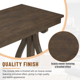 48-Inch Rustic Vintage Console Table --- Farmhouse Style Entryway Table with Open Shelf and Sturdy Construction (Walnut) - V.I.P Digital Presence