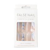 Ins Net Red With The Same Blue Butterfly Point Drill V-Shaped French Style Personality Trend Wearing Manicure Nail Patch - V.I.P Digital Presence