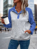 Contrast Textured Long Sleeve Sweatshirt - V.I.P Digital Presence