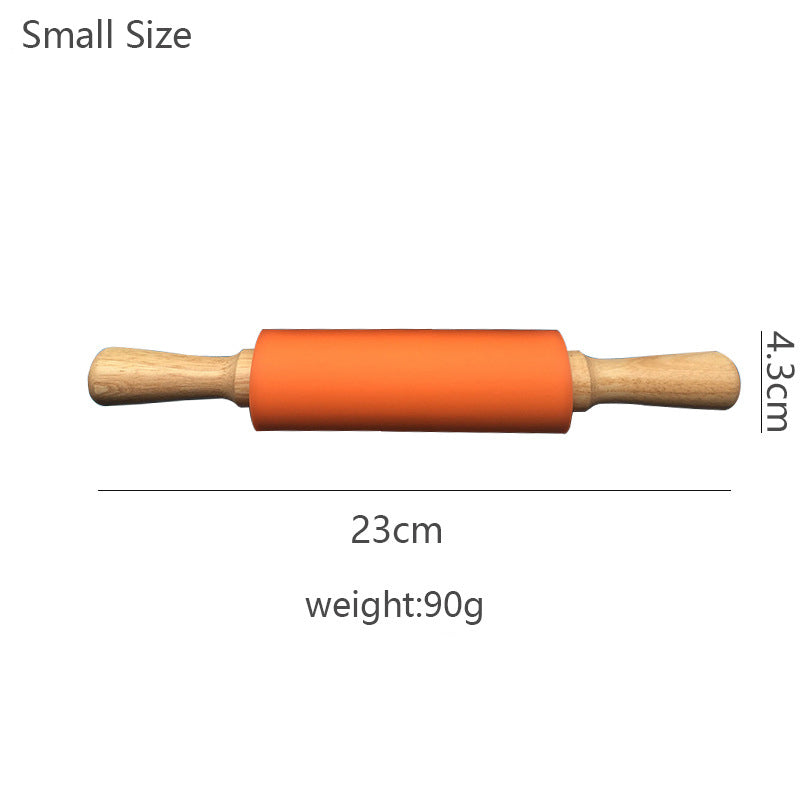 Wooden Handle Silicone Rolling Pin Rolling Pin Roller Flour Pin Small Medium And Large Household Baking Tools And Kitchenware - V.I.P Digital Presence