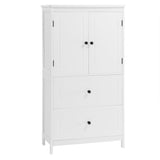 Bathroom Storage Cabinet, Cabinet with Two Doors and Drawers, Adjustable Shelf, MDF Board, White - V.I.P Digital Presence