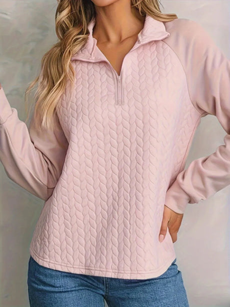 Texture Quarter Zip Long Sleeve Sweatshirt - V.I.P Digital Presence