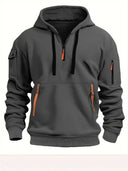 Half zip hoodie hooded sweatshirt with multiple pockets zipper pullover for men's sports and casual sweatshirt for men - V.I.P Digital Presence