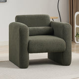 Modern style chair with sheepskin Sherpa fabric soft cushion, comfortable armchair, soft with backrest and pillow, seaweed green - V.I.P Digital Presence