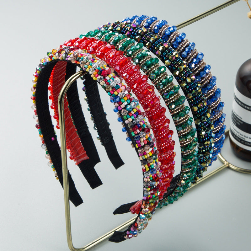Hand Woven Beaded Headband Female Baroque Beaded Hair Binding Korean Version Net Red Wash Face Hair Accessories - V.I.P Digital Presence