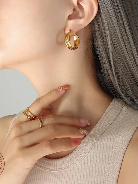 Double U-shaped earrings with titanium personalized earrings for women - V.I.P Digital Presence