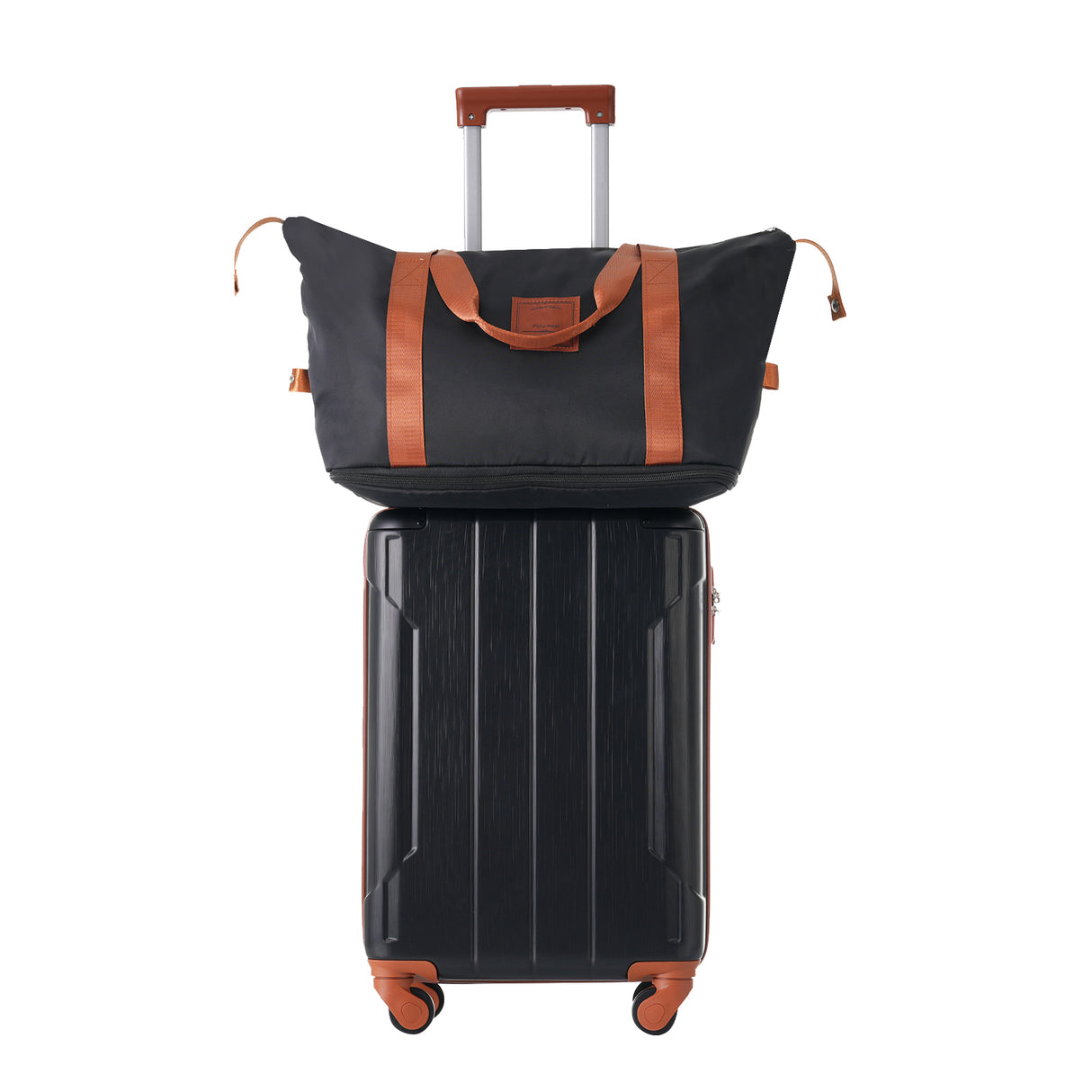 Hard shell luggage set 6-piece luggage set, expandable lightweight wheeled luggage, TSA lock, black brown - V.I.P Digital Presence