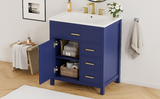 30-Inch Blue Bathroom Vanity with Ceramic Sink and Ample Storage - Ideal Choice for Small Bathrooms - V.I.P Digital Presence
