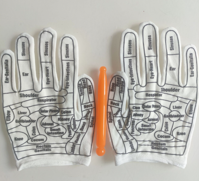 Acupoint diagram massage gloves cotton English acupoint diagram gloves for men and women TCM human body meridian gloves - V.I.P Digital Presence