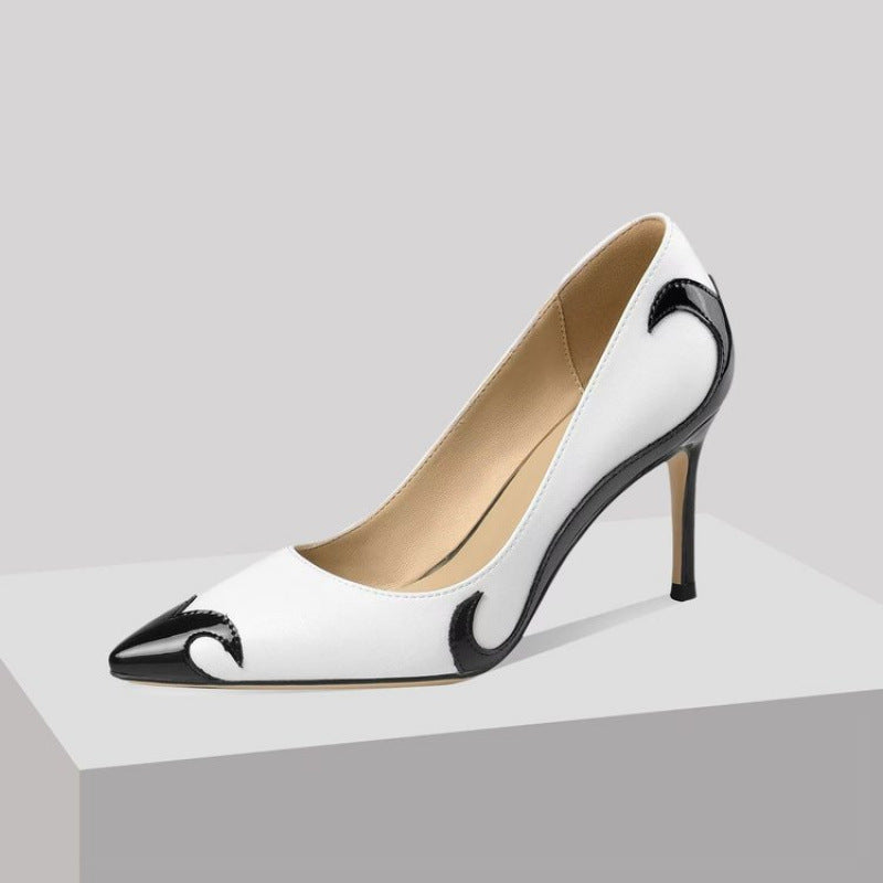 Red and green dragonfly pointed slender heel banquet women's shoes color blocked single shoes for women - V.I.P Digital Presence