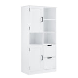 Bathroom storage cabinet with doors and drawers, multiple storage spaces, independent, open adjustable shelves, white - V.I.P Digital Presence