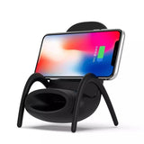 Mini silla portátil con cargador inalámbrico para todos los teléfonos, soporte multiusos con función de altavoz musical y cargador. 