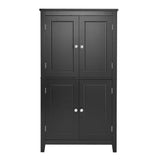 Bathroom floor storage cabinet, bathroom storage cabinet, 4-door independent cabinet, adjustable shelf, adaptive shelf, black - V.I.P Digital Presence