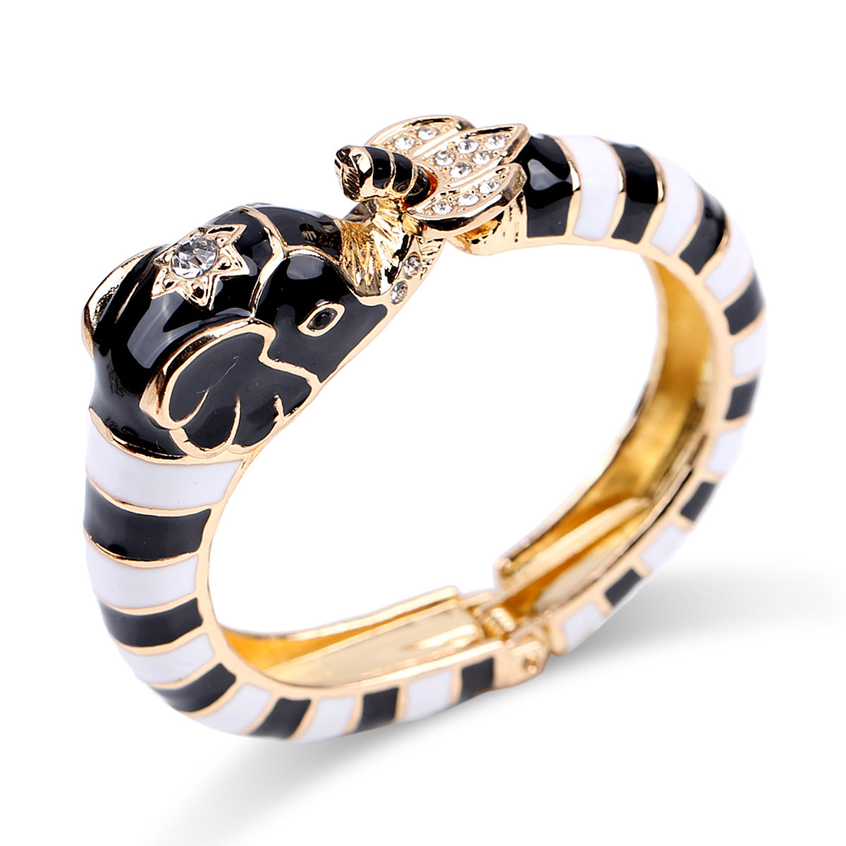 European and American fashion jewelry elephant enamel oil drip alloy open bracelet - V.I.P Digital Presence