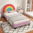 Rainbow Design Upholstered Twin Platform Bed Cute Style Princess Bed for Boys & Girls, Teens, Colorful & Pink - V.I.P Digital Presence