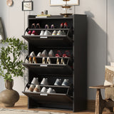 U-Can Shoe Storage Cabinet for Entryway with 3 Flip Drawers, Modern Shoe Organizer Cabinet, Free Standing Shoe Rack Black - V.I.P Digital Presence