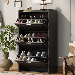 U-Can Shoe Storage Cabinet for Entryway with 3 Flip Drawers, Modern Shoe Organizer Cabinet, Free Standing Shoe Rack Black - V.I.P Digital Presence