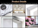 72X32 inch large LED bathroom mirror wall mounted mirror with 3 color modes, aluminum frame wall mounted light, full body mirror - V.I.P Digital Presence
