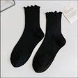 1 pair of ruffled JK socks for women mid-tube spring, autumn and summer solid color Japanese lace pile socks - V.I.P Digital Presence