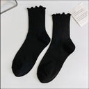 1 pair of ruffled JK socks for women mid-tube spring, autumn and summer solid color Japanese lace pile socks - V.I.P Digital Presence