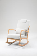 Rocking Chair Upholstered Fabric Rocking Armchair Indoor with High Backrest Glider Chairs and Lumbar Pillow for Living Room - V.I.P Digital Presence