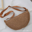 Sports Crossbody Bag Handmade Woven Dumpling Bag Breathable Semicircle Bag Versatile Rattan Bag Summer Beach Bag for Women Luxury - V.I.P Digital Presence