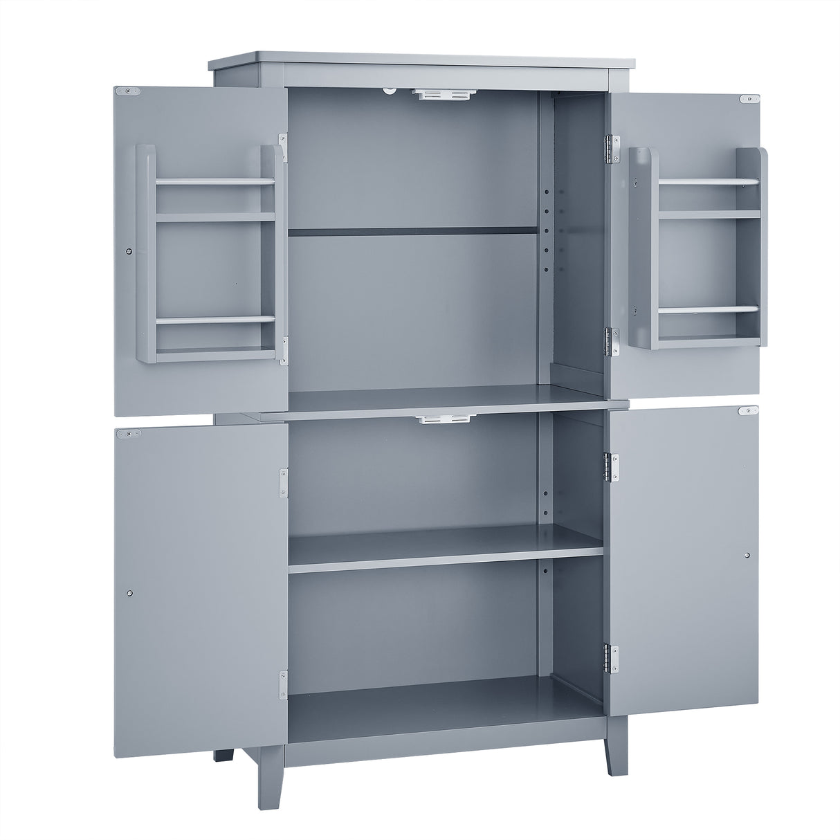 Bathroom floor storage cabinet, bathroom storage cabinet, 4-door independent cabinet, adjustable shelf, adaptive shelf, gray - V.I.P Digital Presence