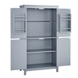 Bathroom floor storage cabinet, bathroom storage cabinet, 4-door independent cabinet, adjustable shelf, adaptive shelf, gray - V.I.P Digital Presence