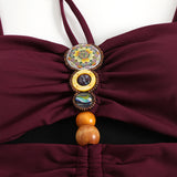 Strap decoration hollow neck hanging strap one-piece swimsuit women's long skirt set - V.I.P Digital Presence