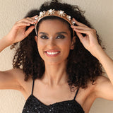 Retro Baroque Large Pearl Flower Set with Colorful Diamonds Fashion Hair Hoop - V.I.P Digital Presence