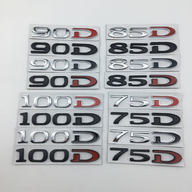 Suitable for Tesla MODEL3 S X Y 75D 85D 90D 100D displacement tail label metal car sticker - V.I.P Digital Presence