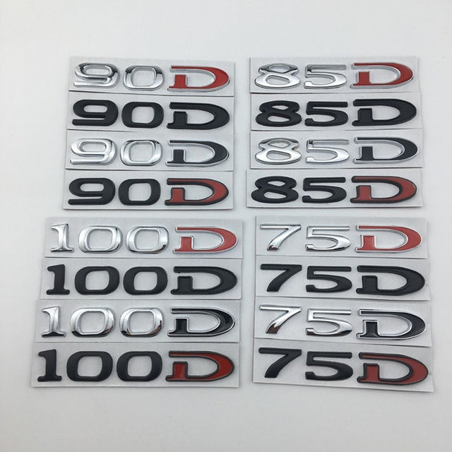 Suitable for Tesla MODEL3 S X Y 75D 85D 90D 100D displacement tail label metal car sticker - V.I.P Digital Presence