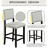 TREXM 5-Piece Counter Height Dining Set, Classic Elegant Table and 4 Chairs in Espresso and Beige - V.I.P Digital Presence