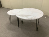 27.56'' Round Nesting Coffee Table Set of 2, Circular Nesting End Table Set Sturdy Metal Base for Living Room, bedroom, White - V.I.P Digital Presence