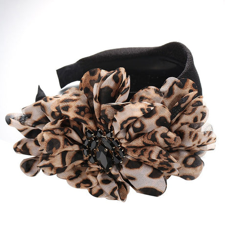 Diamond inlaid fabric flower toothed anti slip exaggerated headband - V.I.P Digital Presence