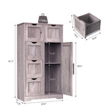 Bathroom Storage Cabinet with Storage 5 Drawers and 1 Door, Entryway Cabinet with Adjustable Shelf Grey - V.I.P Digital Presence