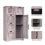 Bathroom Storage Cabinet with Storage 5 Drawers and 1 Door, Entryway Cabinet with Adjustable Shelf Grey - V.I.P Digital Presence