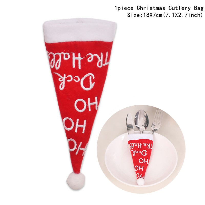 4pcs/lot New Year Christmas Gift Tableware Fork Knife Holder Bag Navidad  Noel Christmas Decorations for Home Dinner Table Decor - V.I.P Digital Presence