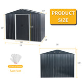 8ft x 6ft Outdoor Metal Storage Shed with Floor Base Black - V.I.P Digital Presence