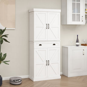 71" Kitchen Pantry Storage Cabinet with 4 Doors(2Doors with Racks)1 Drawer 2 Adjustable Shelves Freestanding Cupboard - V.I.P Digital Presence