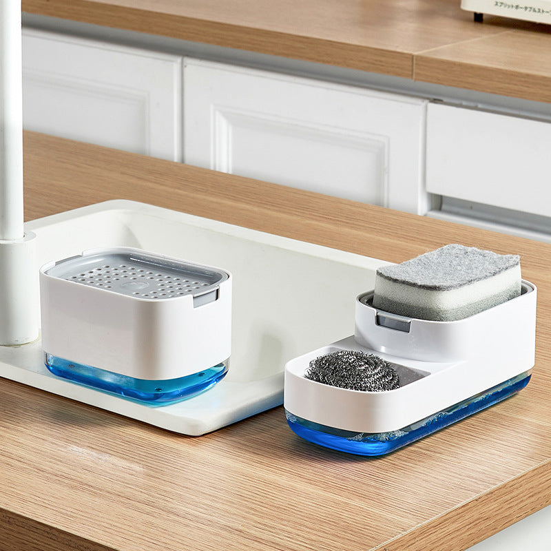 Kitchen Press Type Manual Soap Dispenser Dish washing Liquid Dispenser Storage Box Sponge Soap Dispenser - V.I.P Digital Presence