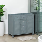 36 "No sink, with 2 drawers and soft closing door, independent makeup rack, bathroom cabinet, blue (excluding sink) - V.I.P Digital Presence