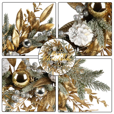 Christmas Wreath 20 Inch Christmas Door Decorations Wreath with Warm Lights - V.I.P Digital Presence